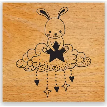 Aladine Dřevěné razítko Aladine, vel. F - Králíček na mráčku