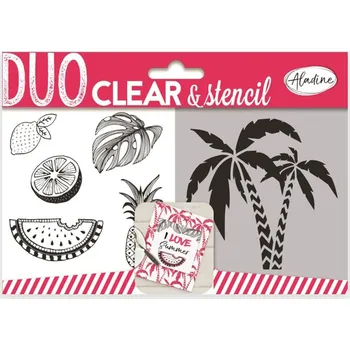 Dětské razítko Aladine Gelová razítka se šablonou Aladine Duo Clear, 6 ks - Tropical