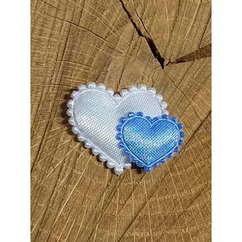 Nášivka Aplikace saténová srdíčka malá barva bílá modrá světlá