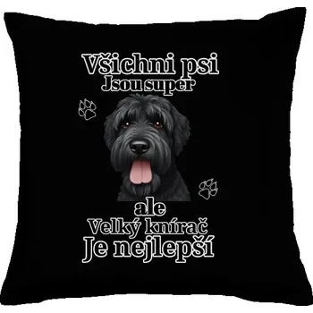 Pánská móda Polštář bavlněný s potiskem Velký černý knírač