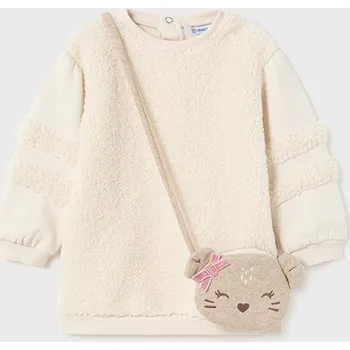 Kojenecké šaty Mayoral Šaty s taškou 2986 smetanové Rozměr: 24 měsíců, 92 cm