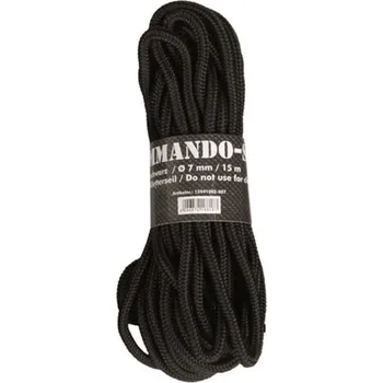 Lano Padáková šňůra - ČERNÁ 7mm/15m (Padáková šňůra - ČERNÁ o délce 15m a šířce 0,7cm, nosnost cca 400kg.)