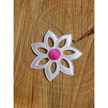 Nášivka Aplikace saténová květ barevný střed fuchsiová