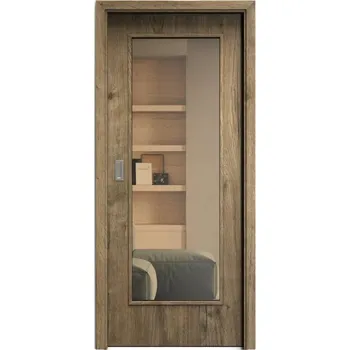 Interiérové dveře SAPELI ELEGANT KOMFORT M40 - CPL LAMINÁT - POSUVNÉ DVEŘE VČ. ZÁRUBNĚ - Dub sherwood Průchozí šířka (cm): 80, Průchozí výška (cm): 197, Typ skla: Planibel bronz