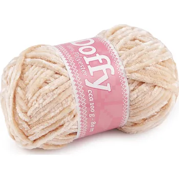 Příze Pletací žinylková příze Doffy 100 g, barva 2 (1145) béžová světlá