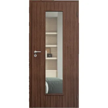 Interiérové dveře SAPELI ELEGANT KOMFORT M55 - DÝHA - OTOČNÉ DVEŘE VČ. ZÁRUBNĚ - Ořech americký Průchozí šířka (cm): 100, Průchozí výška (cm): 197, Typ skla: Čiré sklo