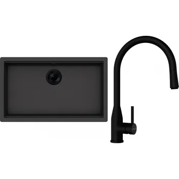 Granitový dřez Set Schock S29-6 (dřez Kiruna N-100XL Dusk + baterie Kavus.120 Puro + komponenty Puro)