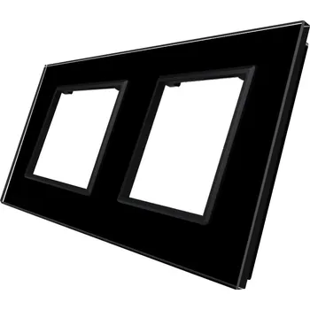 vypínač WELAIK rámeček zásuvkový dvojitý skleněný - černý