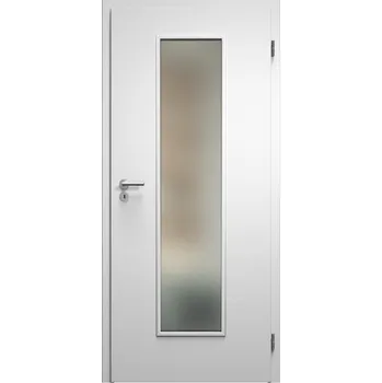 Interiérové dveře SAPELI ELEGANT KOMFORT M55 - CPL LAMINÁT - OTOČNÉ DVEŘE VČ. ZÁRUBNĚ - Bílá pór Průchozí šířka (cm): 90, Průchozí výška (cm): 197, Typ skla: Satináto bílé