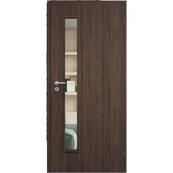 Interiérové dveře SAPELI ELEGANT KOMFORT M60 - CPL LAMINÁT - OTOČNÉ DVEŘE VČ. ZÁRUBNĚ - Ořech Průchozí šířka (cm): 60, Průchozí výška (cm): 197, Typ skla: Čiré sklo