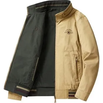 Pánská softshellová bunda Oboustranná pánská bunda pilotka s hvězdičkou a nápisy Barva: Khaki, Velikost: XL