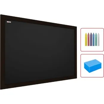Allboards,Tabule černá křídová v dřevěném černém rámu 70x50 cm- výhodný set s příslušenstvím,TB75BK_SET