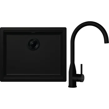 Granitový dřez Set Schock S28-1 (dřez Kiruna N-100L Night + baterie Kavus Puro + komponenty Puro)