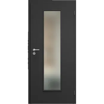 Interiérové dveře SAPELI ELEGANT KOMFORT M55 - CPL LAMINÁT - OTOČNÉ DVEŘE VČ. ZÁRUBNĚ - Černá grafit Průchozí šířka (cm): 80, Průchozí výška (cm): 197, Typ skla: Satináto bílé