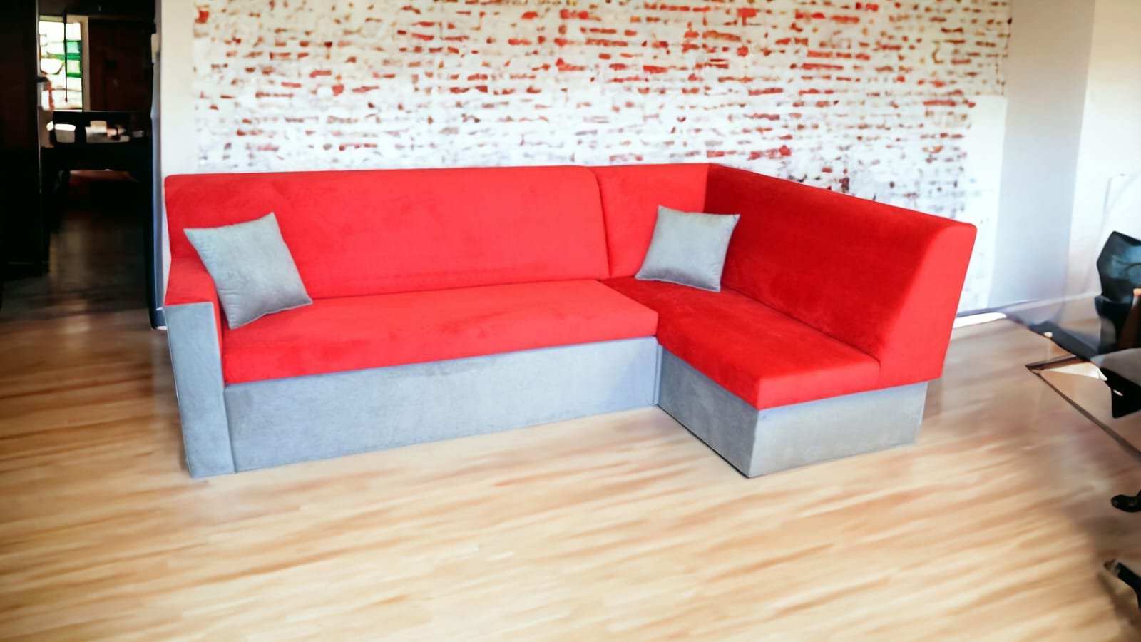 Sedací souprava rohová na každodenní spaní Lakky, červená