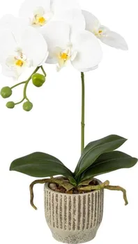 Umělá květina Gasper Orchidej v keramickém květináči 36 cm bílá