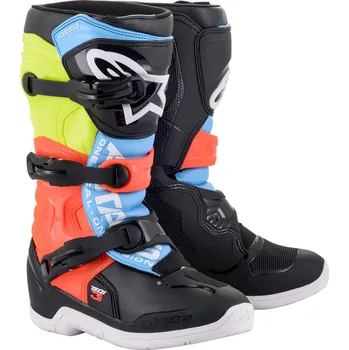 Moto obuv Boty TECH 3S YOUTH, ALPINESTARS, dětské (černá/žlutá fluo/červená fluo) - 38