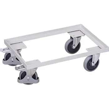 Plošinový vozík Ocelový podvozek EURO na přepravky, ložná plocha 605 x 410 mm, nosnost 250 kg, barva šedá RAL7035