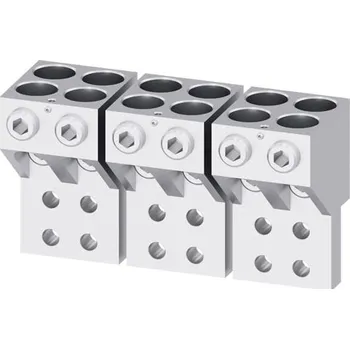 modulární přístroj a rozvaděč SIEMENS Bloková svorka Cu/Al kabely 4x(150 ÷ 300) mm2, s prodlouženým krytem svorek, potenciál. svorka, 3 ks, pro odnímatelné provedení, pro 3VA15, 3VA25,3VA26 do 1250 A typ 3VA9603-0JJ45 3VA9603-0JJ45
