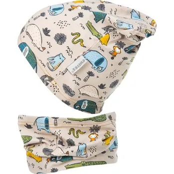 Čepice Emitex Bavlněná čepice s nákrčníkem zvířatka jednovrstvá S