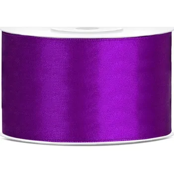 Stuha PartyDeco Stuha saténová fialová 38 mm x 25 m - saténové široké dekorační stuhy 3,8 cm x 25 m na svatební aranžmá, mašle, dekorace