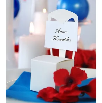 Svatební dekorace PartyDeco Krabička židlička na svatební mandle bílá 10 ks - krabičky na svatební mandle