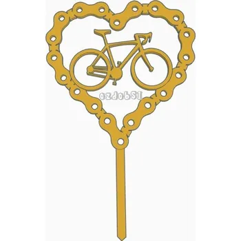 Srdce z řetězu 2 - dortový zápich - Světle zlatá