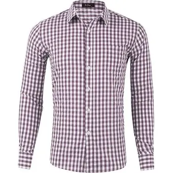 Pánská košile Kockovaná pánska košeľa s dlhým rukávom Barva: Kávová, Velikost: 2XL