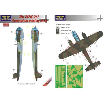 Plastikový model 1/72 Mask Do 217 K-0/1 Camouflage painting (ITAL)