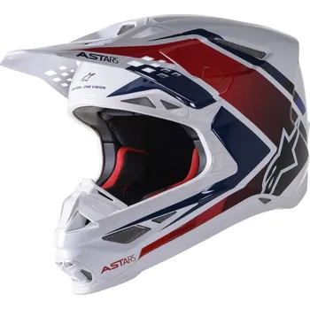 Helma na motorku Přilba SUPERTECH S-M10 CARBON META2 2022, ALPINESTARS (bílá/červená/modrá lesklá) - 2XL