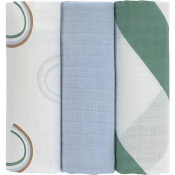 látková plena LÄSSIG bavlněné pleny SWADDLE BURP BLANKET 85x85cm Happy Rascals Sky Blue