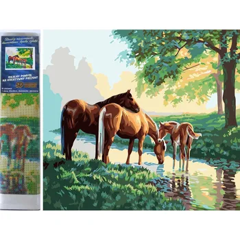 Diamantové malování Norimpex Diamantové malování Koně u vody 30x40cm