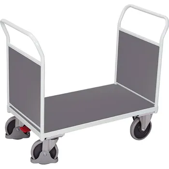 Plošinový vozík Plošinový vozík VARIOfit s dvěma madly s plnou výplní, 1000 x 600 mm, nosnost 500 kg, barva šedá RAL7035 /deska šedá