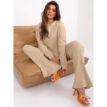 Dámský komplet pruhovaný pro volný čas JUST béžový