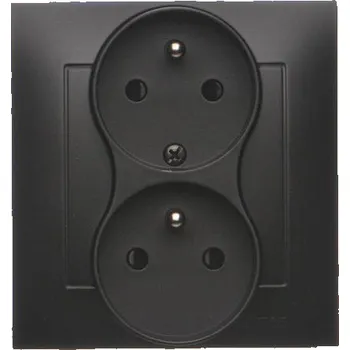 Elektrická zásuvka Zásuvka 250 V Simon 54 dvojitá s clonkami černá matná