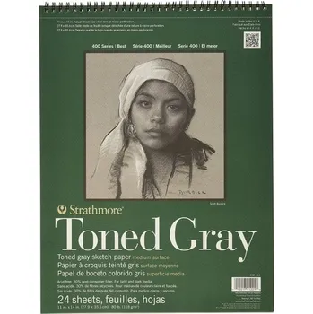 Skicák Strathmore 400 Toned Grey - kroužková vazba 28 x 35,5 cm (118 g/m2, 24 listů)