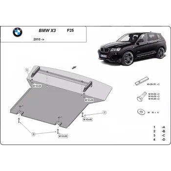 Kryt motoru Kryt pod motor BMW X3 (F25) - Plech - 8595698043207