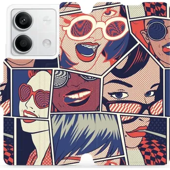 Pouzdro na mobilní telefon Flipové pouzdro Mobiwear - Xiaomi Redmi Note 13 5G - VP18P Komiks (Knížkové flip pouzdro, obal, kryt na mobil Xiaomi Redmi Note 13 5G - VP18P Komiks, materiál Umělá kůže + TPU - ochrana 360°, stojánek, silikonová vanička, magnetické zavírání)