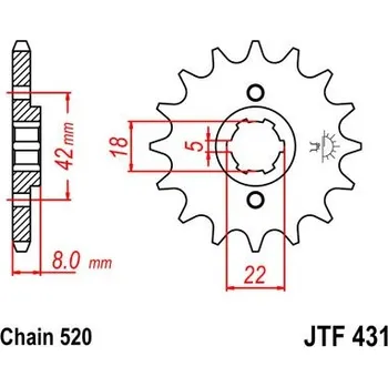 Řetězová sada pro motocykl Řetězové kolečko JT JTF 431-15 15 zubů, 520