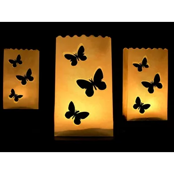 Svatební dekorace PartyDeco Lampionový sáček Motýlci - lampionový pytlíček k dekoraci