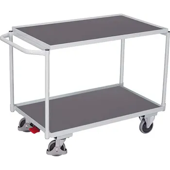 Plošinový vozík Stolní vozík VARIOfit s jedním bočním madlem, 1000 x 600 mm, nosnost 250 kg, barva šedá RAL7035 /deska šedá