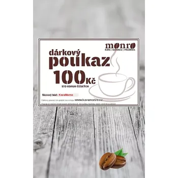Káva Dárkový poukaz na nákup čerstvě pražené kávy 100Kč