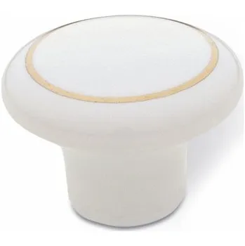 Nábytkové kování Úchytka nábytková MIA, porcelánová + zlatý proužek, průměr 33 mm SP1-33 SPPD1