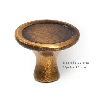 Vintage úchytka na nábytek SOFIE, kovová, staromosaz, průměr 30 mm 2148-30 ZN31