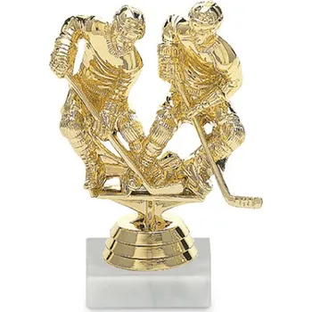 Figurka hokej - dvojice, 12 cm, zlato, včetně podstavce