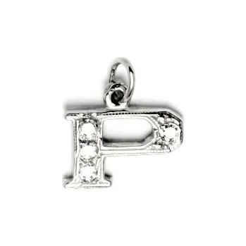 Přívěsek Stříbrný přívěsek písmeno P čiré zirkony - P1106 (Stříbrné písmenko P , abeceda)