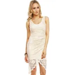 Společenské šaty MAYAADI Deluxe krajkové s asymetrickou sukní krémové - Béžová - MAYAADI krémová XL