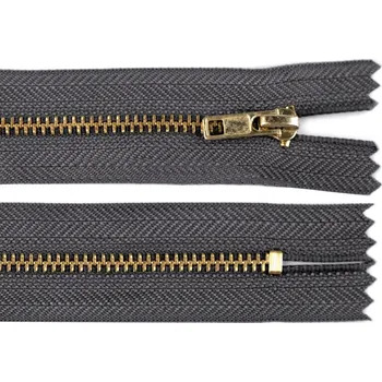 Zip Kovový zip No 4 délka 20 cm kalhotový - šedá hematit