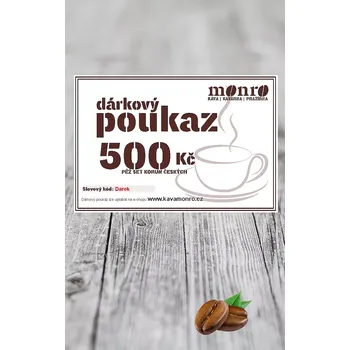 Káva Dárkový poukaz na nákup čerstvě pražené kávy 500Kč