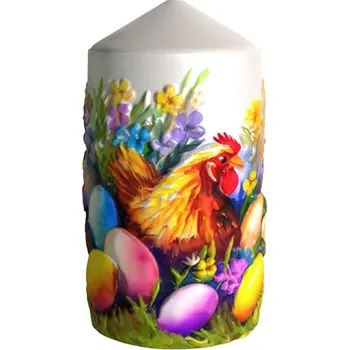 Svíčka Válec 60x110mm slepička s kohoutem, svíčka barevná 270 gram